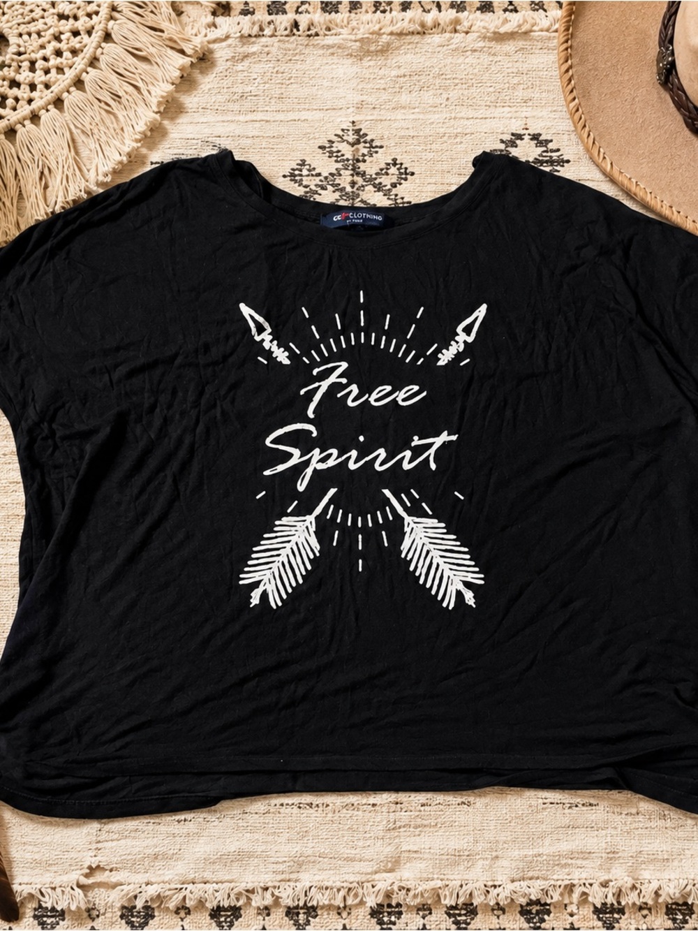Free Spirit Black Graphic T-Shirt 663